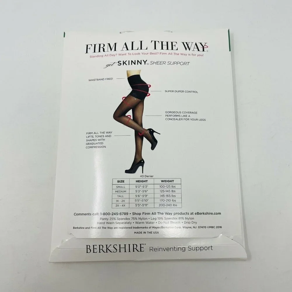 Berkshire Size 3X-4X Firm All the Way The Skinny Shaper Control Top 5050‎ Black